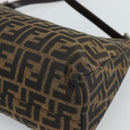FENDI Zucca Canvas Mamma Baguette Shoulder Bag Black Brown Auth 188964V-16