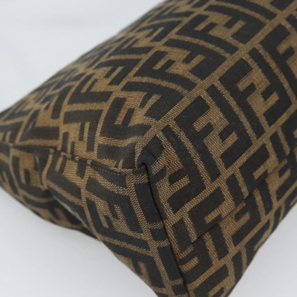 FENDI Zucca Canvas Mamma Baguette Shoulder Bag Black Brown Auth 188964V