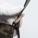 FENDI Zucca Canvas Mamma Baguette Shoulder Bag Black Brown Auth 188964V-9