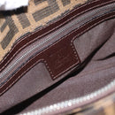 FENDI Zucca Canvas Mamma Baguette Shoulder Bag Black Brown Auth 188964V-18