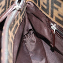 FENDI Zucca Canvas Mamma Baguette Shoulder Bag Black Brown Auth 188964V-20