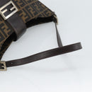 FENDI Zucca Canvas Mamma Baguette Shoulder Bag Black Brown Auth 188964V-7