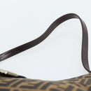 FENDI Zucca Canvas Mamma Baguette Shoulder Bag Black Brown Auth 188964V-8