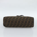 FENDI Zucca Canvas Mamma Baguette Shoulder Bag Black Brown Auth 188964V-5