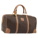 CELINE Macadam Canvas Boston Bag PVC Leather Brown Gold Auth 188967A-1