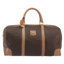 CELINE Macadam Canvas Boston Bag PVC Leather Brown Gold Auth 188967A-13