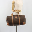 CELINE Macadam Canvas Boston Bag PVC Leather Brown Gold Auth 188967A-25