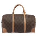 CELINE Macadam Canvas Boston Bag PVC Leather Brown Gold Auth 188967A-2