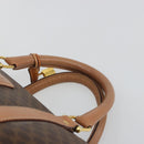 CELINE Macadam Canvas Boston Bag PVC Leather Brown Gold Auth 188967A-14