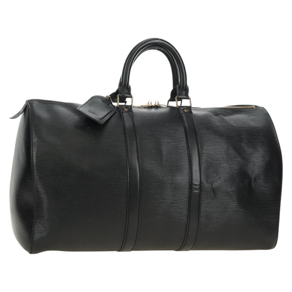 LOUIS VUITTON Epi Keepall 50 Boston Bag Noir M42962 LV Auth 188969V