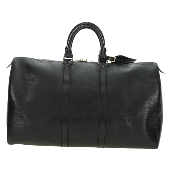 LOUIS VUITTON Epi Keepall 50 Boston Bag Noir M42962 LV Auth 188969V