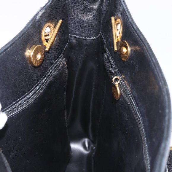 CHANEL COCO Mark Chain Shoulder Bag Leather Gold Black CC Auth 188970V