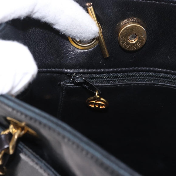 CHANEL COCO Mark Chain Shoulder Bag Leather Gold Black CC Auth 188970V