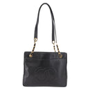 CHANEL COCO Mark Chain Shoulder Bag Leather Gold Black CC Auth 188970V-13