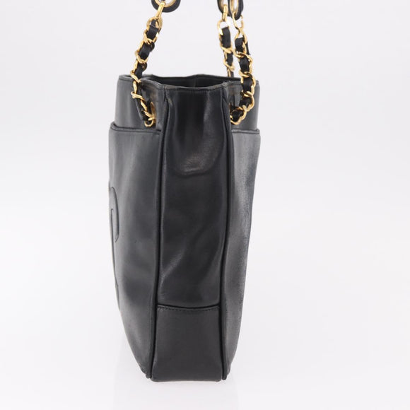 CHANEL COCO Mark Chain Shoulder Bag Leather Gold Black CC Auth 188970V