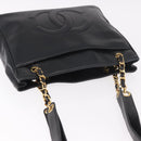 CHANEL COCO Mark Chain Shoulder Bag Leather Gold Black CC Auth 188970V-6