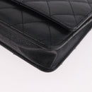 CHANEL Matelasse Chain Shoulder Bag Caviar Skin Black Gold CC Auth 188972-12