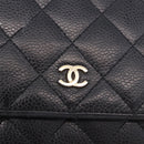 CHANEL Matelasse Chain Shoulder Bag Caviar Skin Black Gold CC Auth 188972-15