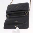 CHANEL Matelasse Chain Shoulder Bag Caviar Skin Black Gold CC Auth 188972-16
