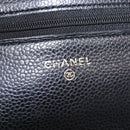 CHANEL Matelasse Chain Shoulder Bag Caviar Skin Black Gold CC Auth 188972-17