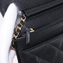 CHANEL Matelasse Chain Shoulder Bag Caviar Skin Black Gold CC Auth 188972-21