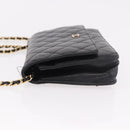 CHANEL Matelasse Chain Shoulder Bag Caviar Skin Black Gold CC Auth 188972-6