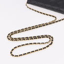 CHANEL Matelasse Chain Shoulder Bag Caviar Skin Black Gold CC Auth 188972-8