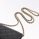 CHANEL Matelasse Chain Shoulder Bag Caviar Skin Black Gold CC Auth 188972-9