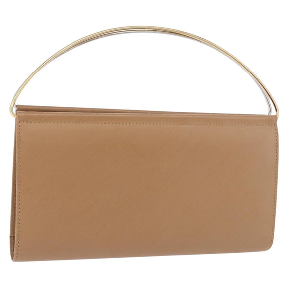 CARTIER Long Wallet Leather Beige Silver Auth 188973