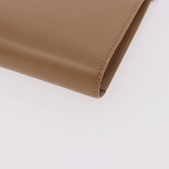 CARTIER Long Wallet Leather Beige Silver Gold Auth 188973