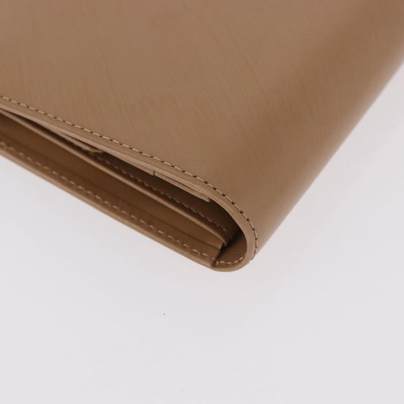 CARTIER Long Wallet Leather Beige Silver Auth 188973