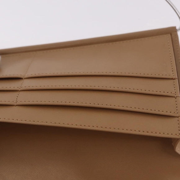 CARTIER Long Wallet Leather Beige Silver Gold Auth 188973