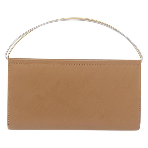 CARTIER Long Wallet Leather Beige Silver Auth 188973