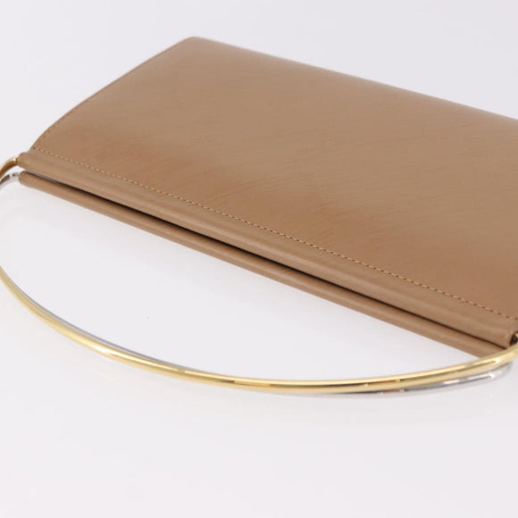 CARTIER Long Wallet Leather Beige Silver Auth 188973