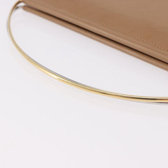 CARTIER Long Wallet Leather Beige Silver Gold Auth 188973
