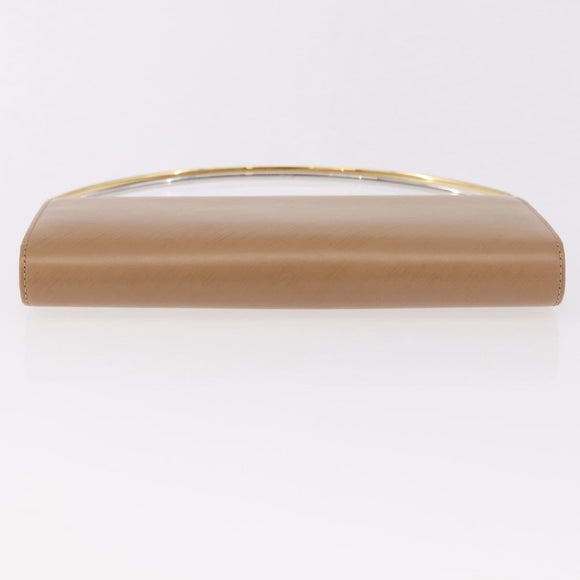 CARTIER Long Wallet Leather Beige Silver Gold Auth 188973