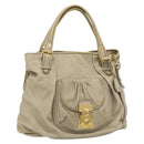 Miu Miu Hand Bag Leather 2way Beige Gold Auth 188974A-1