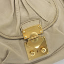 Miu Miu Hand Bag Leather 2way Beige Gold Auth 188974A-19