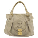 Miu Miu Hand Bag Leather 2way Beige Gold Auth 188974A-13
