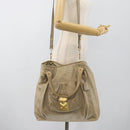 Miu Miu Hand Bag Leather 2way Beige Gold Auth 188974A-26