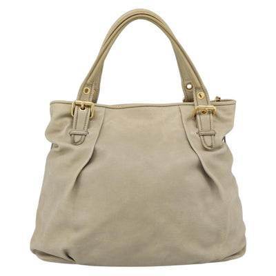 Miu Miu Hand Bag Leather 2way Beige Gold Auth 188974A - 0