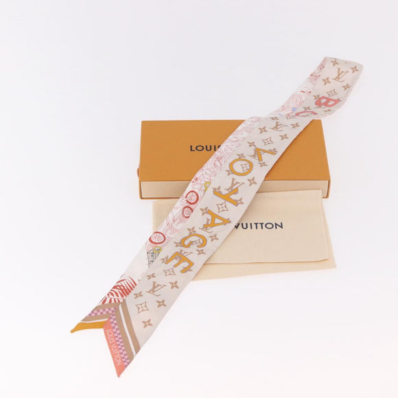 LOUIS VUITTON Bando BB Bon Voyage Scarf Silk Beige M96392 LV Auth 188982M