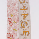 LOUIS VUITTON Bando BB Bon Voyage Scarf Silk Beige M96392 LV Auth 188982M-4