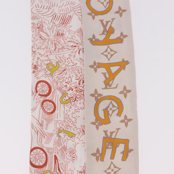 LOUIS VUITTON Bando BB Bon Voyage Scarf Silk Beige M96392 LV Auth 188982M