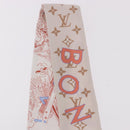 LOUIS VUITTON Bando BB Bon Voyage Scarf Silk Beige M96392 LV Auth 188982M-6