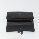 CHANEL Matelasse Long Wallet Caviar Skin Black Silver CC Auth 188983V-13