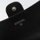 CHANEL Matelasse Long Wallet Caviar Skin Black Silver CC Auth 188983V-14