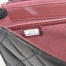 CHANEL Matelasse Long Wallet Caviar Skin Black Silver CC Auth 188983V-22