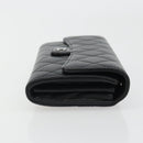CHANEL Matelasse Long Wallet Caviar Skin Black Silver CC Auth 188983V-4