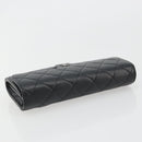 CHANEL Matelasse Long Wallet Caviar Skin Black Silver CC Auth 188983V-6